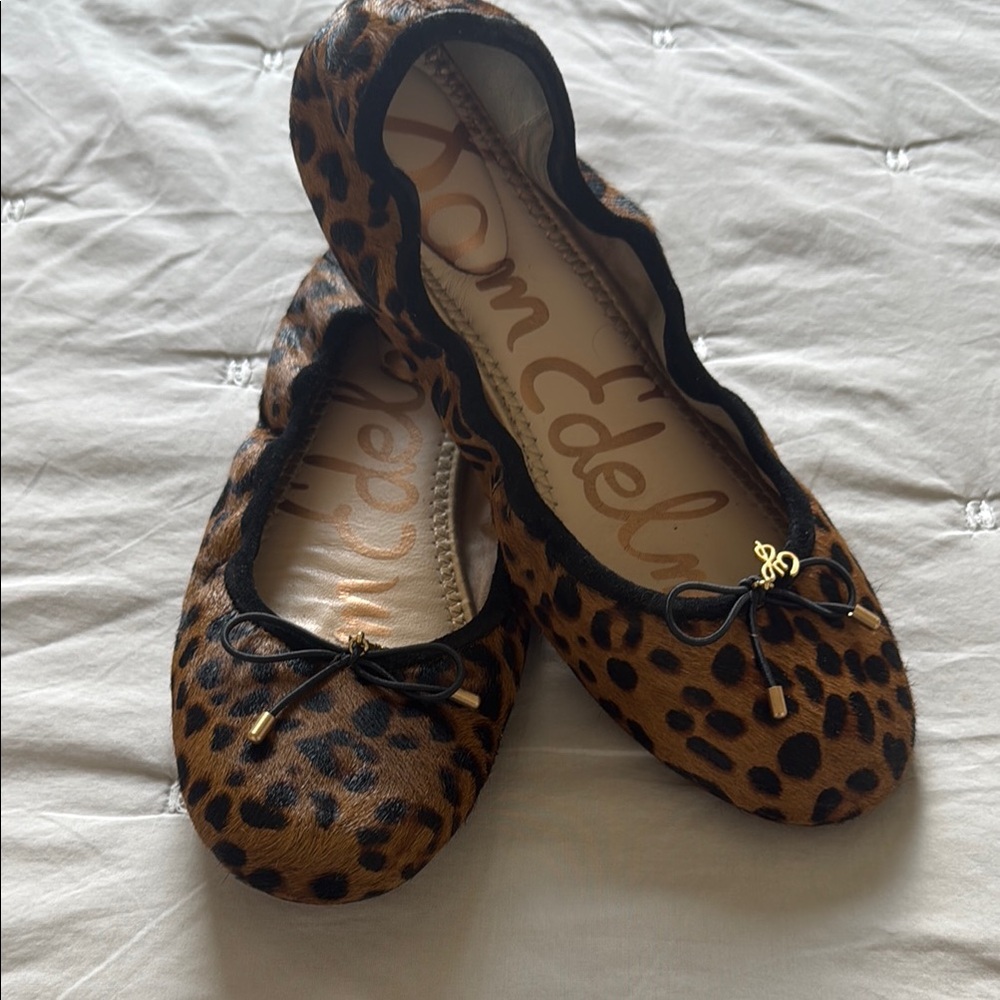 Sam Edelman Felicia Animal Print Flats with Black Bow
